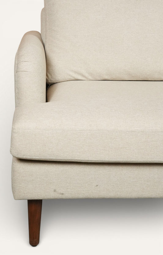 Mid-Century Textured Cream 2-Seater Sofa