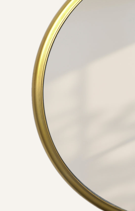 Gold Metal Framed Round Mirror