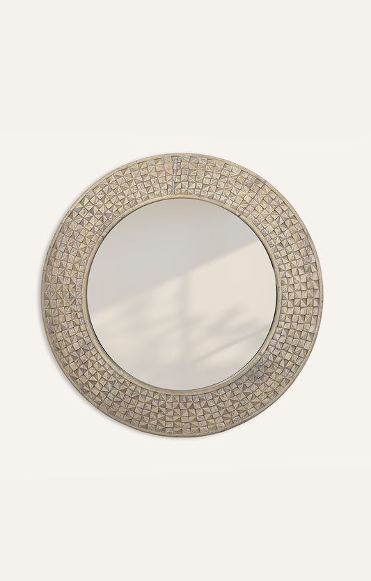 Wooden Decorative Round Large Mirror