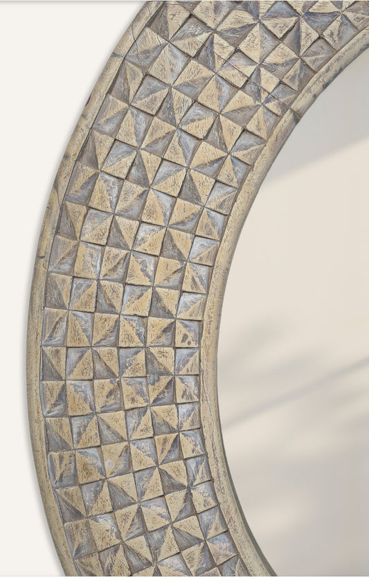 Wooden Decorative Round Large Mirror