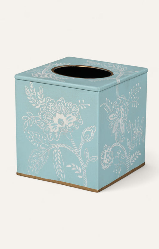 Blue Floral Tissue Box Cover