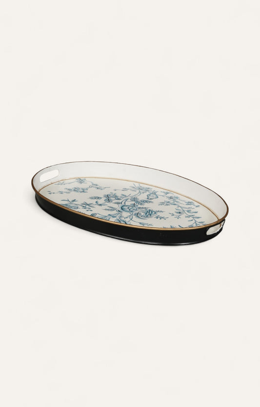 Oval Floral Accent Tray