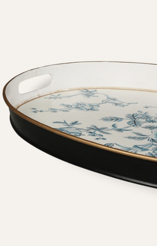 Oval Floral Accent Tray