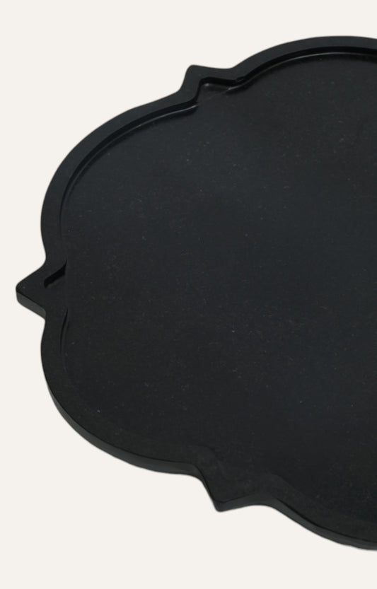 Lydia Black Marble Platter Set (Set of 3)