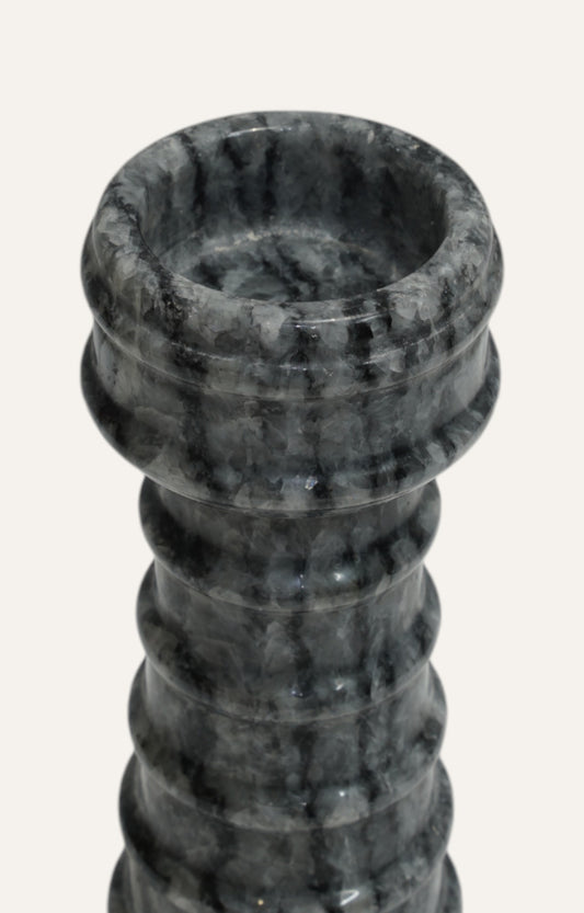 Layered Tower Striated Marble Candle Holder