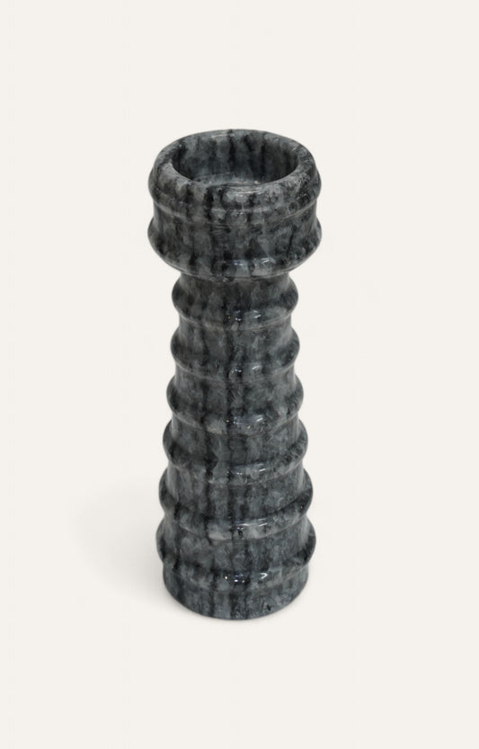 Layered Tower Striated Marble Candle Holder