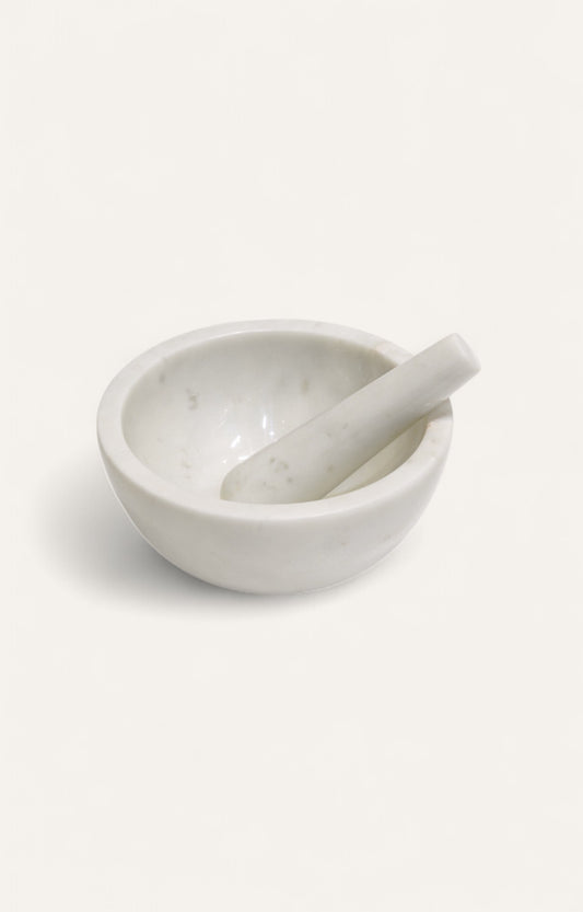 Round Marble Mortar and Pestle
