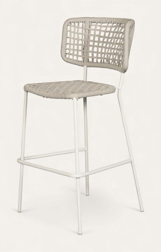 Beige Rope Woven Bar Stool