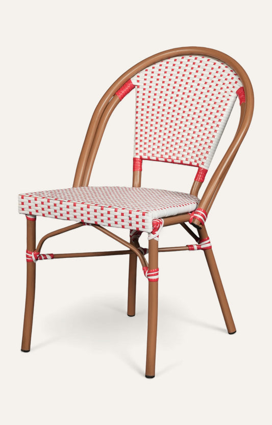 Red & White Woven Bistro Chair