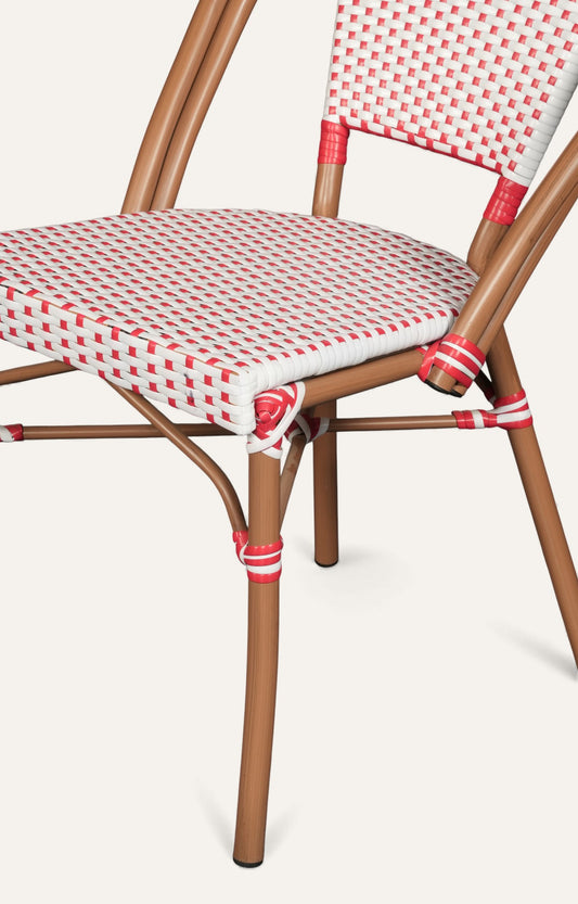 Red & White Woven Bistro Chair