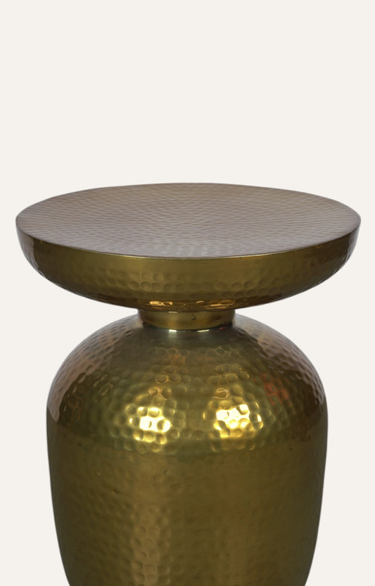 Hammered Round Metal Side Table