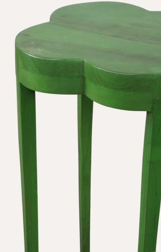 Green Abstract Top Wooden Side Table