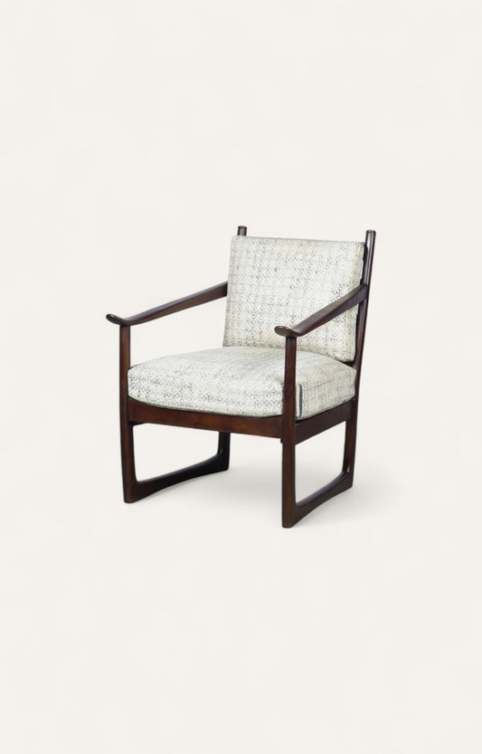 Vintage-Style Wooden Armchair with Cushion