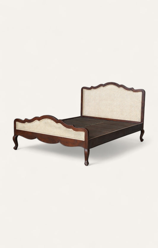 Fiona French Wooden Bed with Cane Detailing