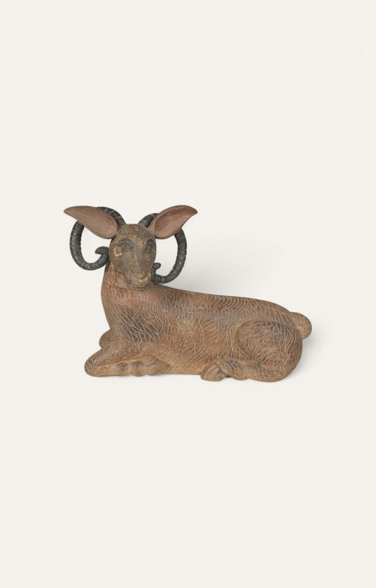 Ram Sheep Figurine with Carved Texture