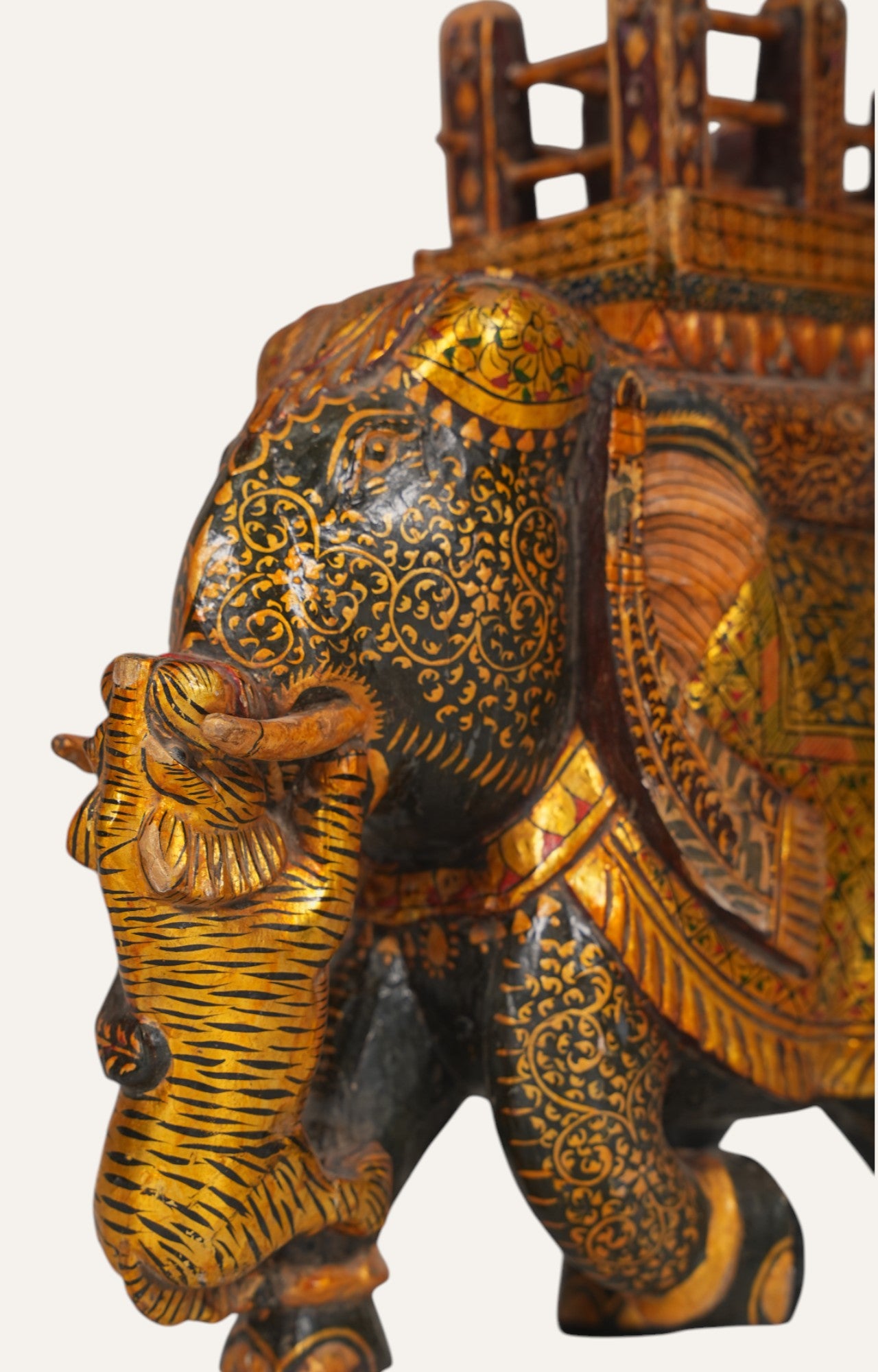 Hand-painted Carved Elephant Statue