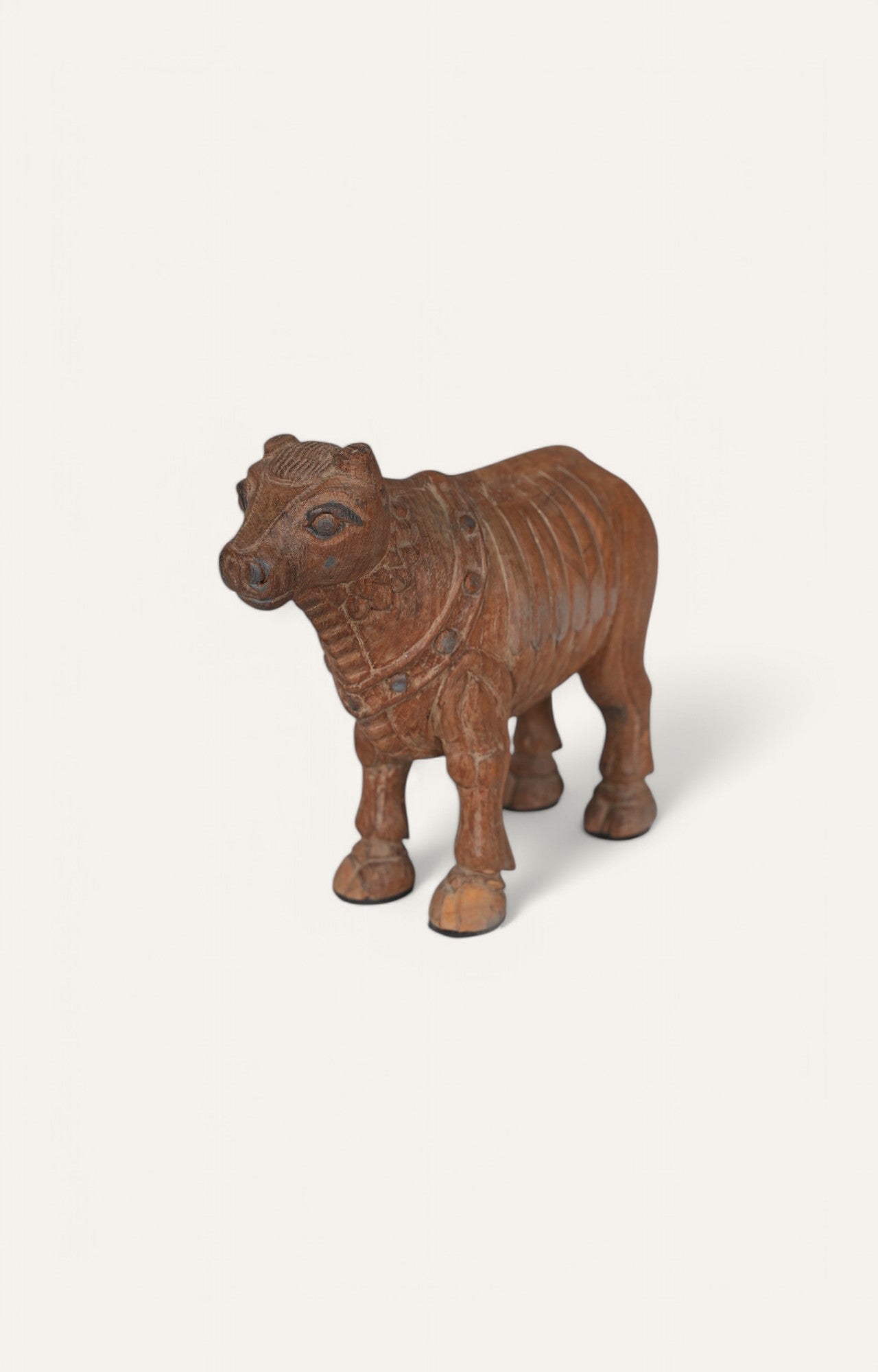 Vintage Handcarved Wooden Bull Figurine
