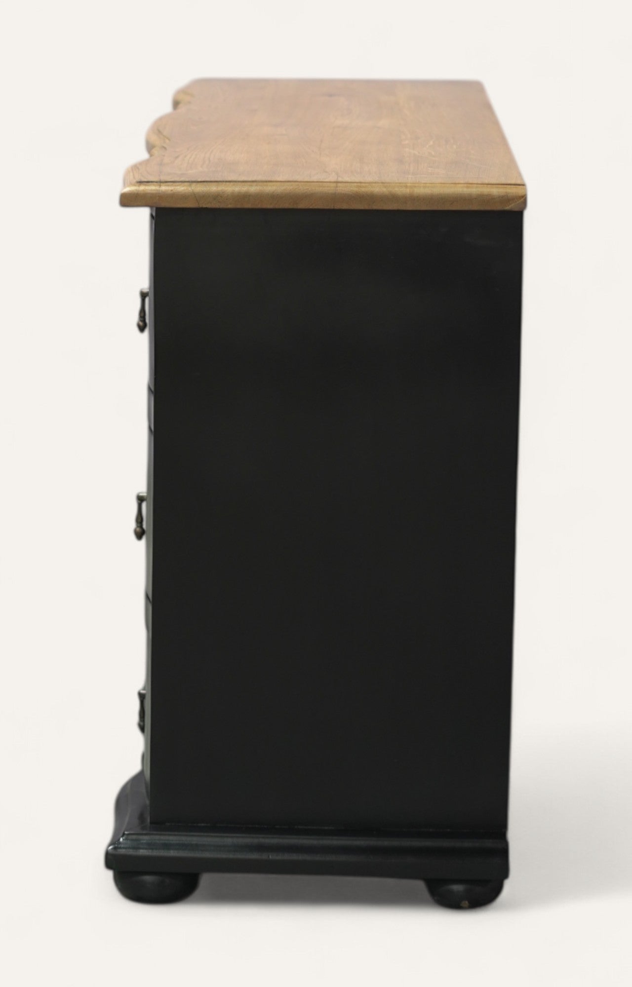 Vintage Black Serpentine Chest of Drawers