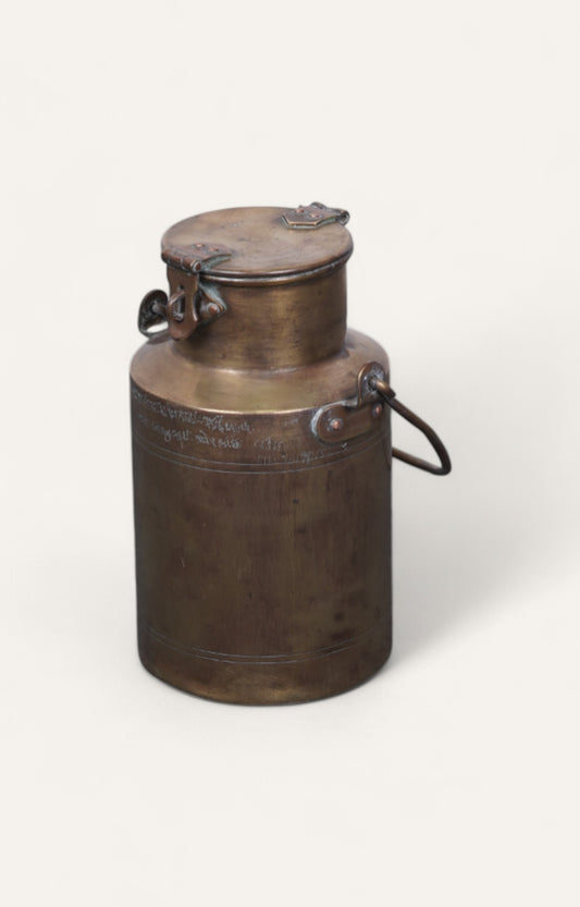 Vintage Indian Brass Milk Pot with Locking Lid