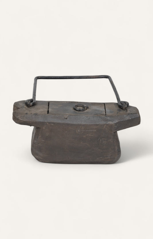 Vintage Teak Wood Box with Metal Handle