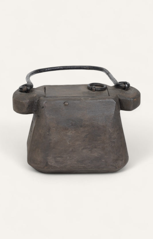 Antique Wooden Box Table Décor with Metal Handle