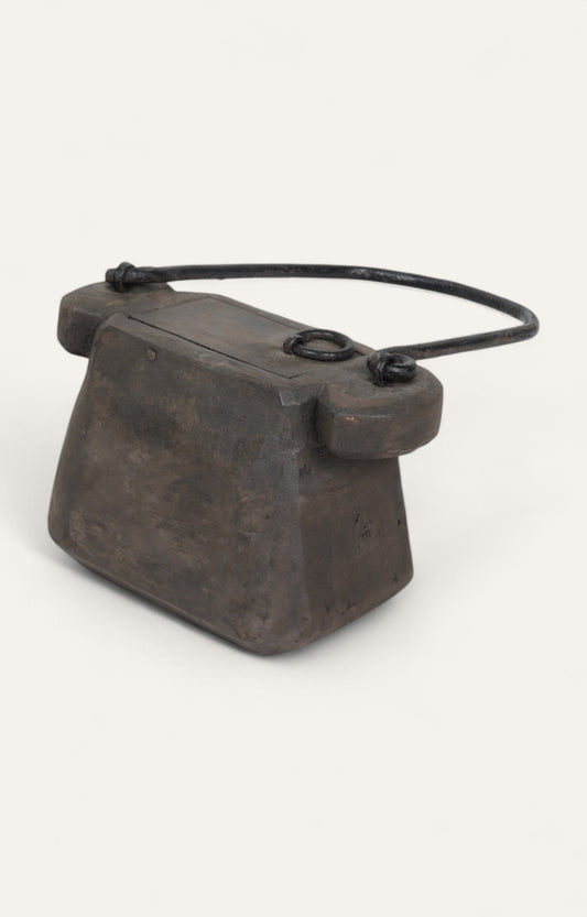 Antique Wooden Box Table Décor with Metal Handle