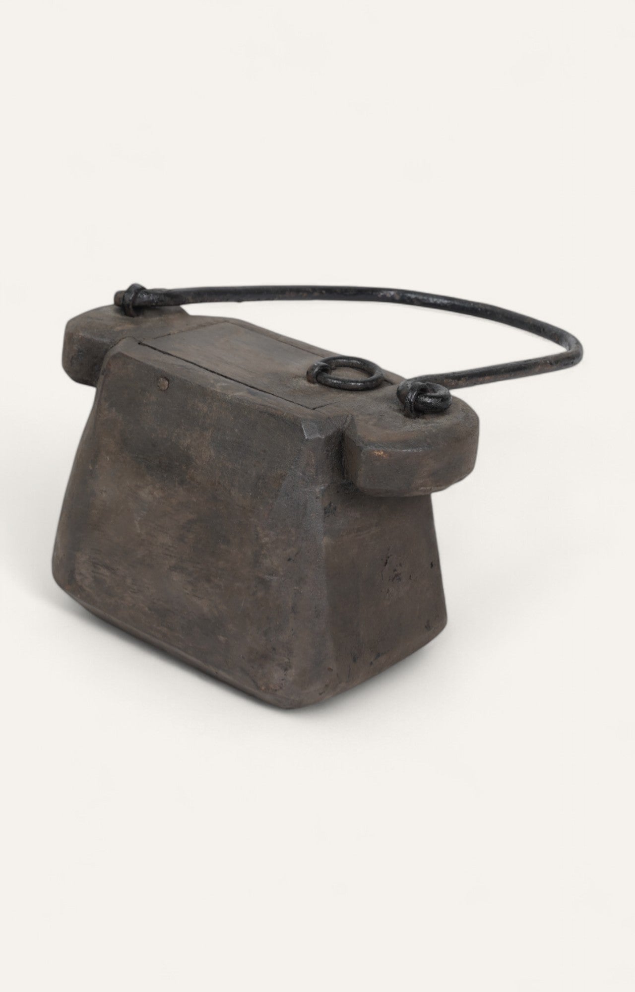 Antique Wooden Box Table Décor with Metal Handle