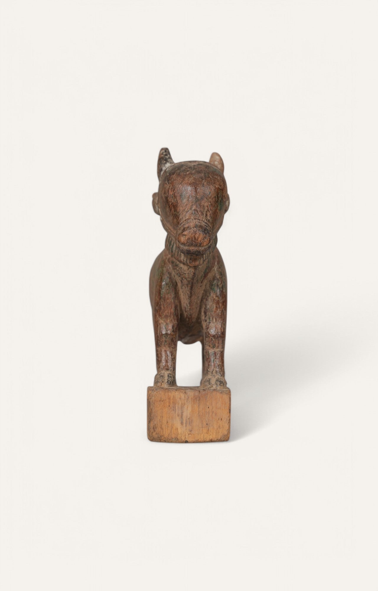 Hand-carved Nandi Figurine in Aged Teak