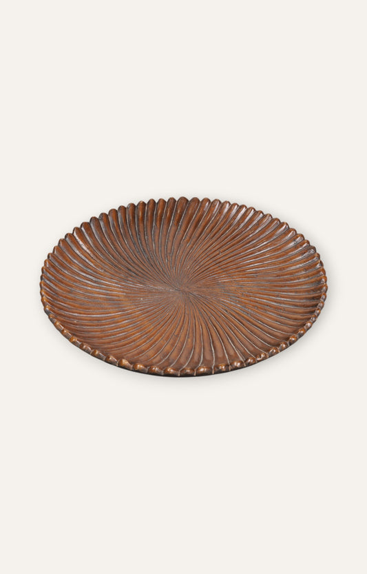Fluted Hand carved Wood Tray