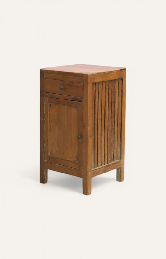 Anette Slatted Light Wooden Vintage Side Cabinet