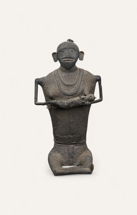 Vintage Tribal Lady Brass Sculpture