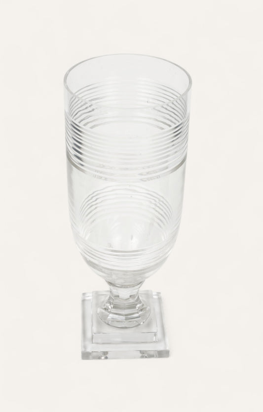 Striped Glass Hurricane on Clear Base