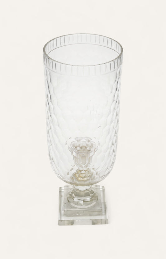 Ribbed Hurricane Glass Candle Stand