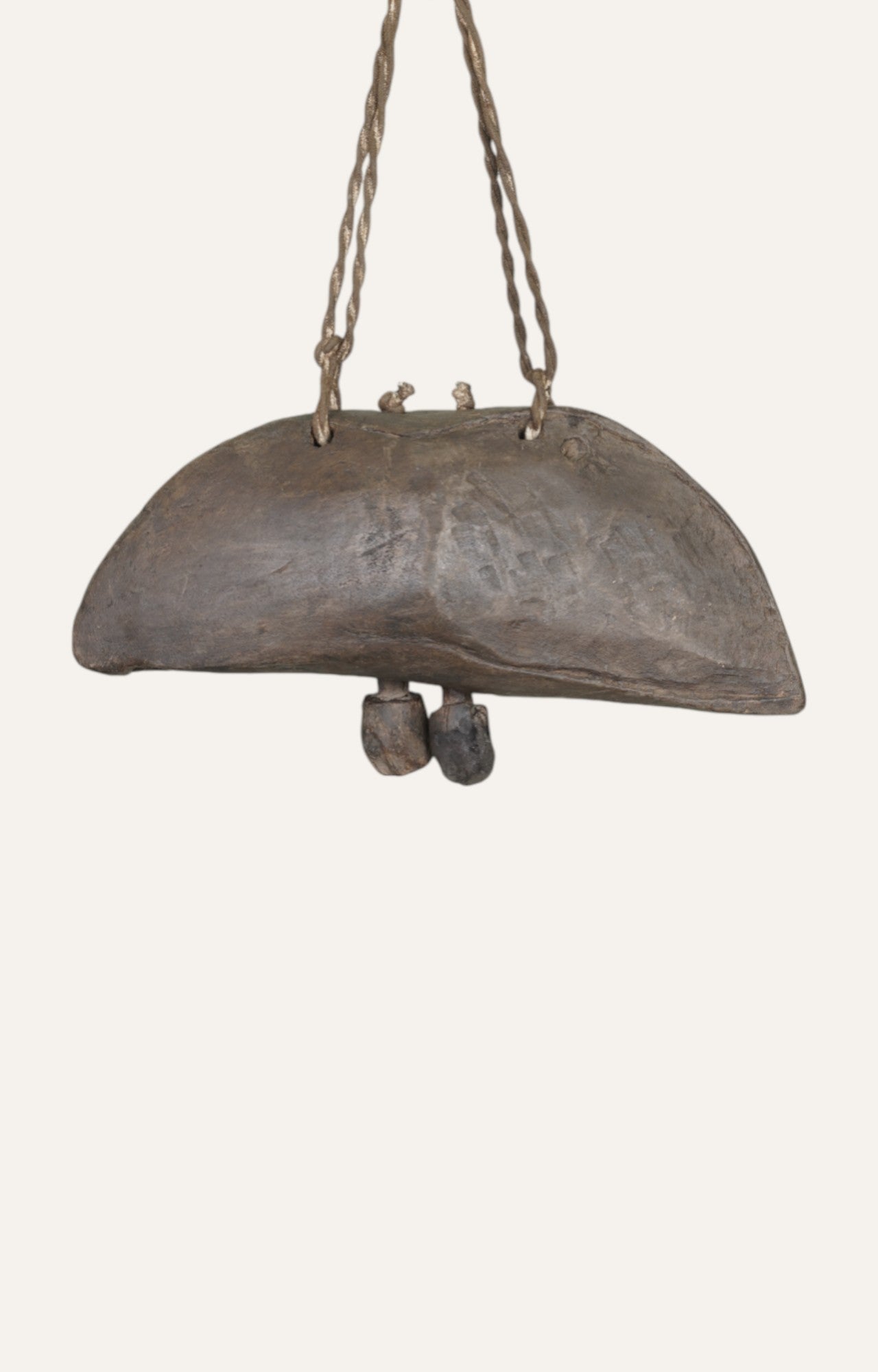 Tribal Wooden Cowbell with Twin Clappers - Wall Décor