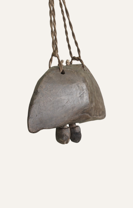 Tribal Wooden Cowbell with Twin Clappers - Wall Décor