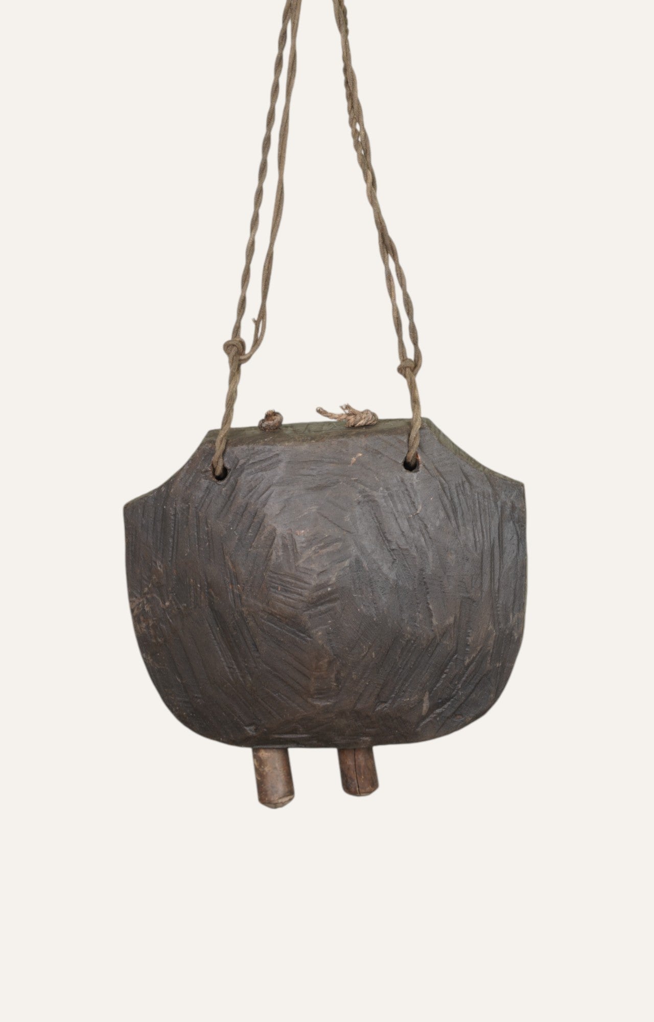 Antique Wooden Cowbell Hanging Wall Décor