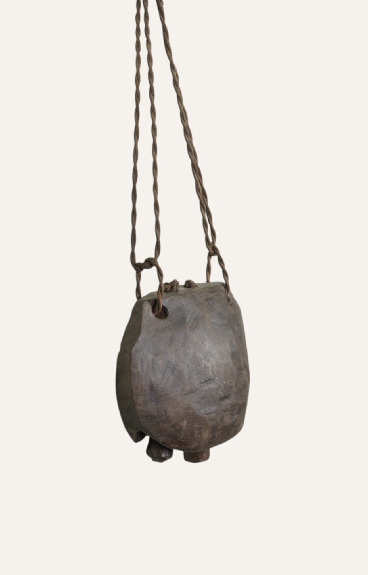 Teak Curved Vintage Cattle bell Wall Accent