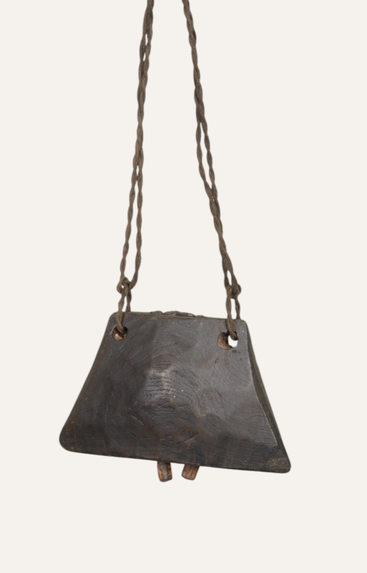 Tapered Triangle Wooden Bell with Rope
