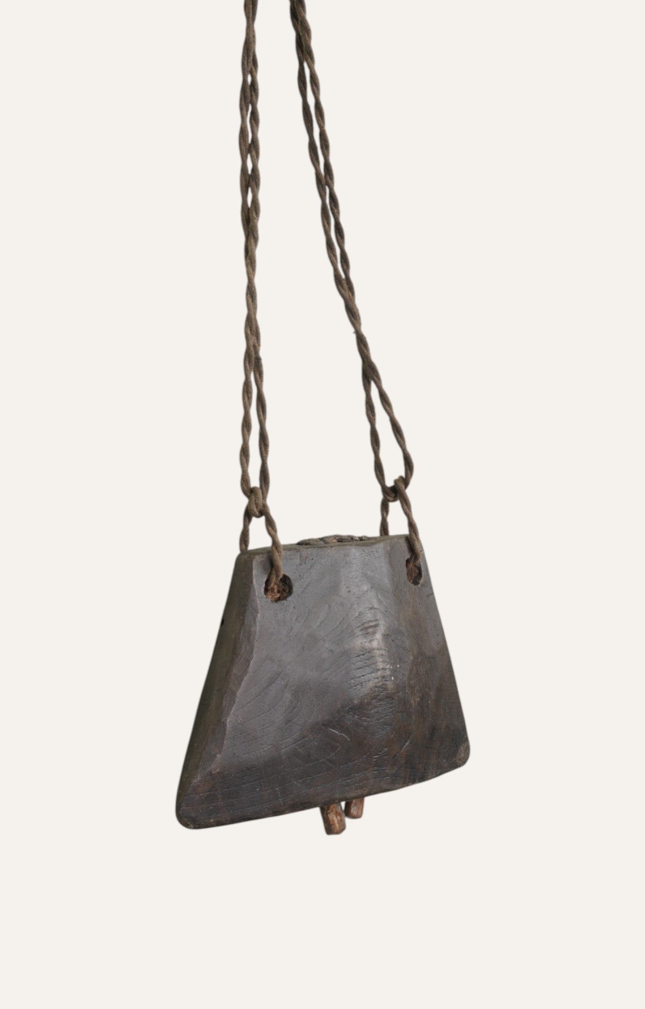 Tapered Triangle Wooden Bell with Rope