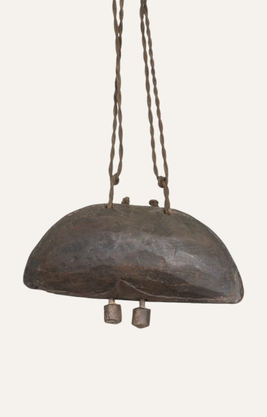 Wide-Arch Vintage Wooden Cattle Bell with Rope