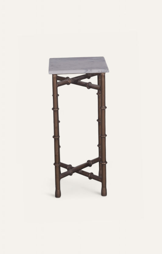 Tall Metal and Stone Side Table