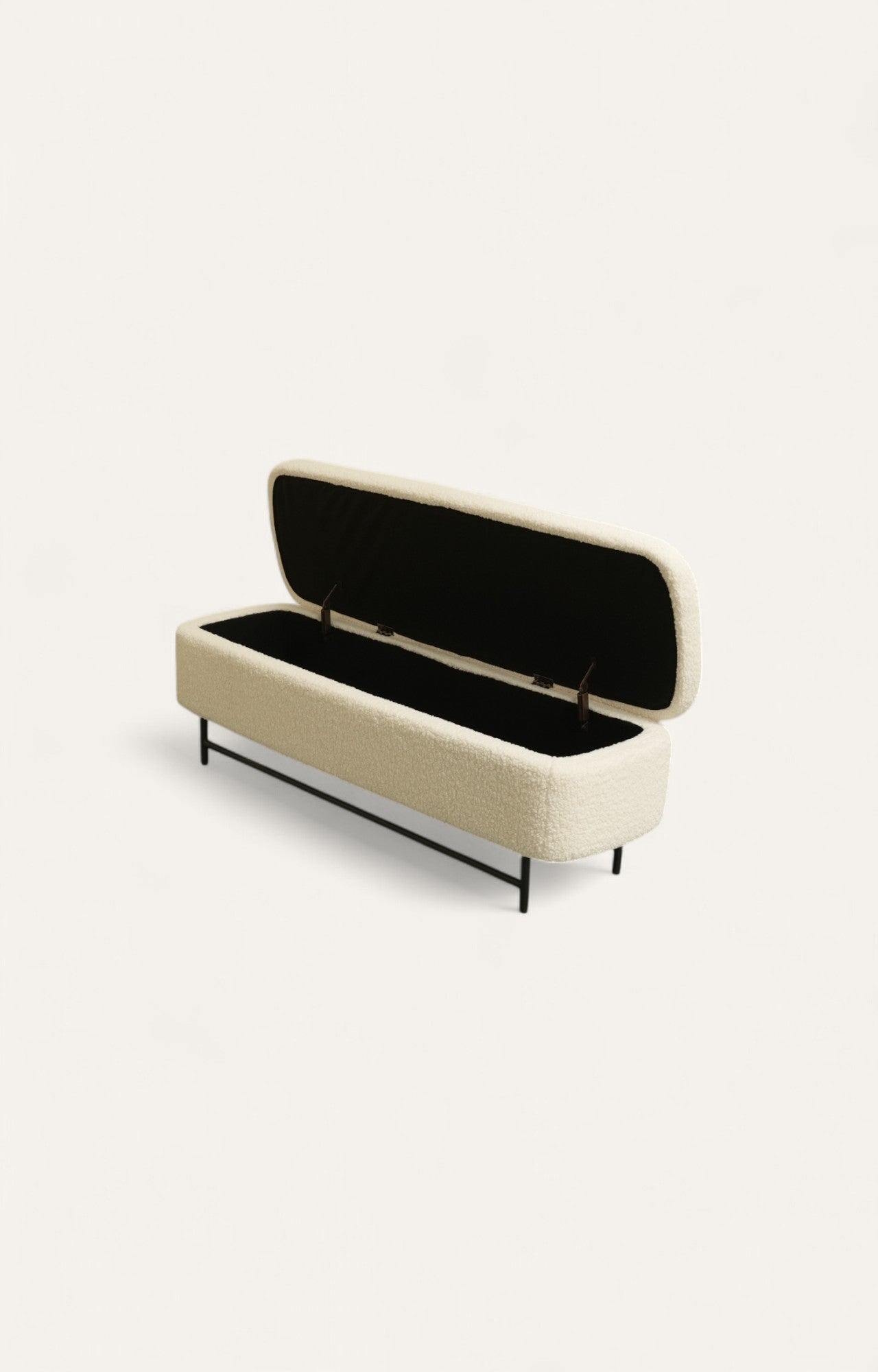 Sequoia Boucle Storage Bench with Steel Legs