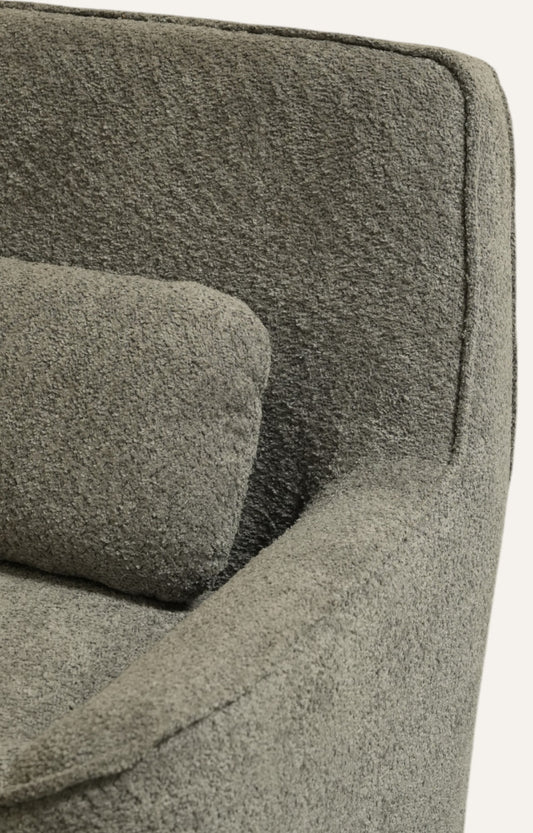 Ashen Bouclé Lounge Chair with Cushion