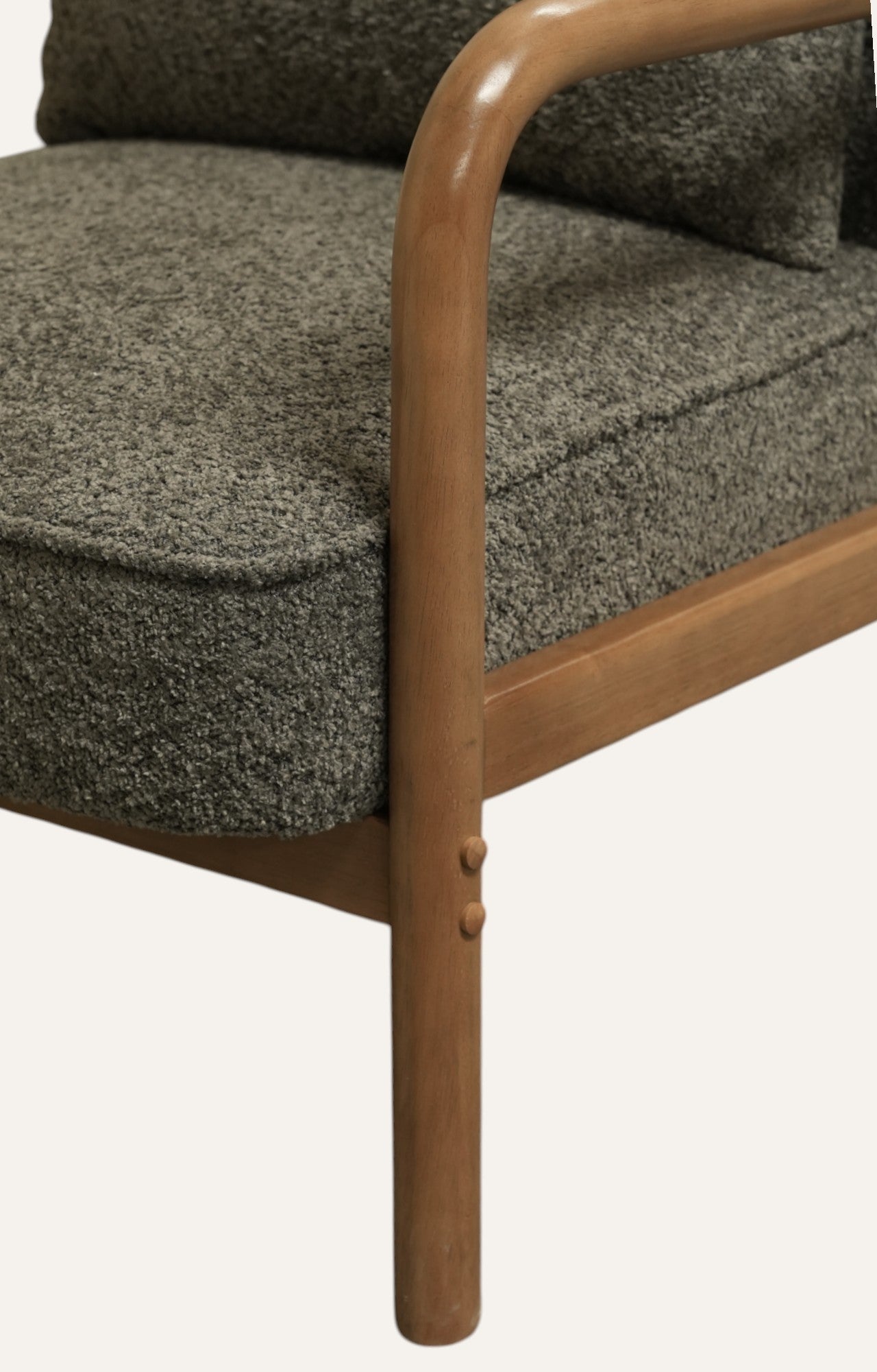 Mid-Century Bouclé Armchair with Wooden Frame