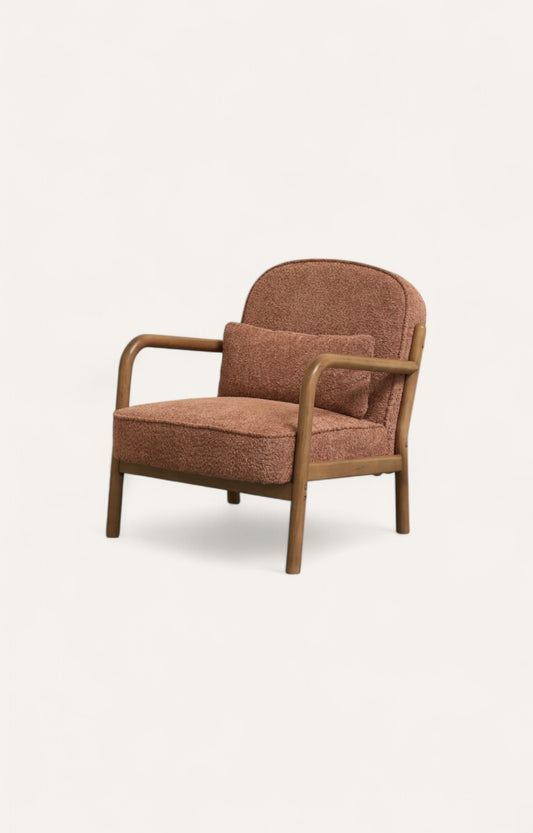 Mid-Century Bouclé Armchair in Rose Brown