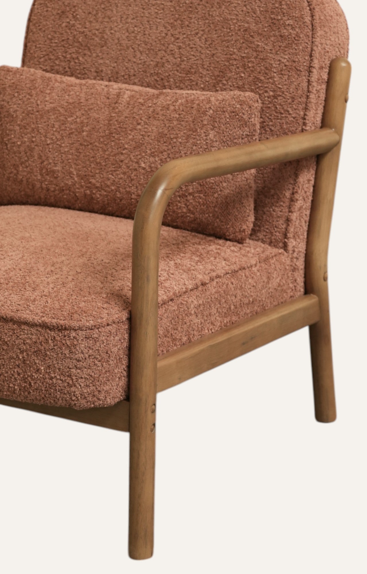 Mid-Century Bouclé Armchair in Rose Brown