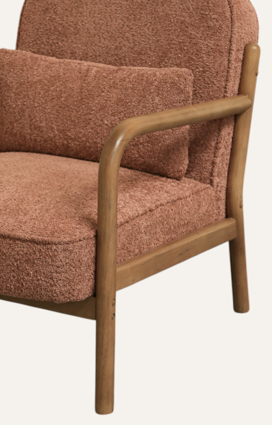 Mid-Century Bouclé Armchair in Rose Brown