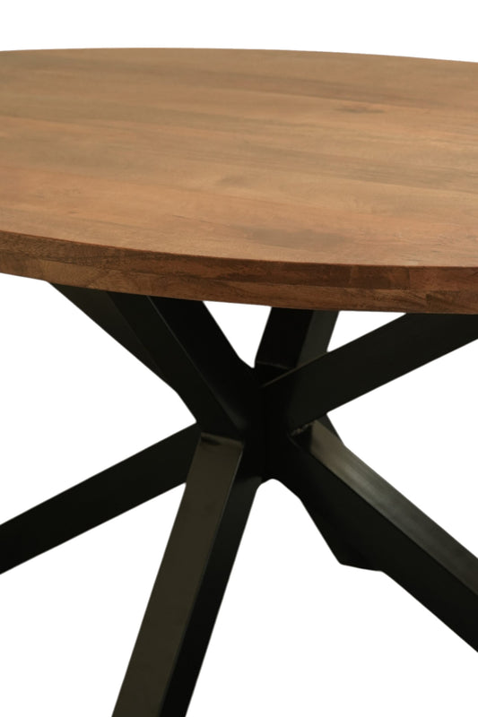 Walnut Finish Dining Table with Cross Iron Base