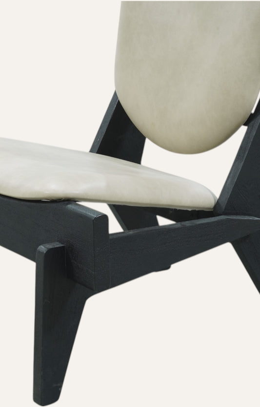 Mid-Century Black Armchair in Leatherette