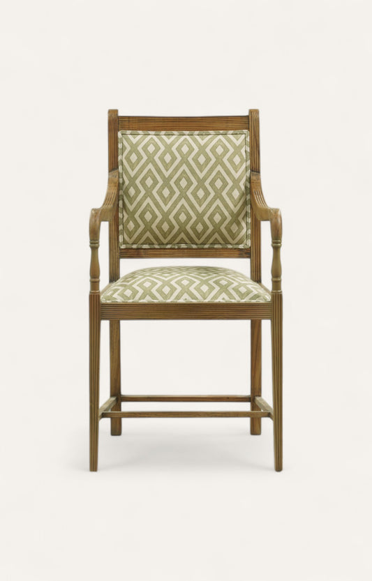 Colonial High Arm Chair in Printed Fabric